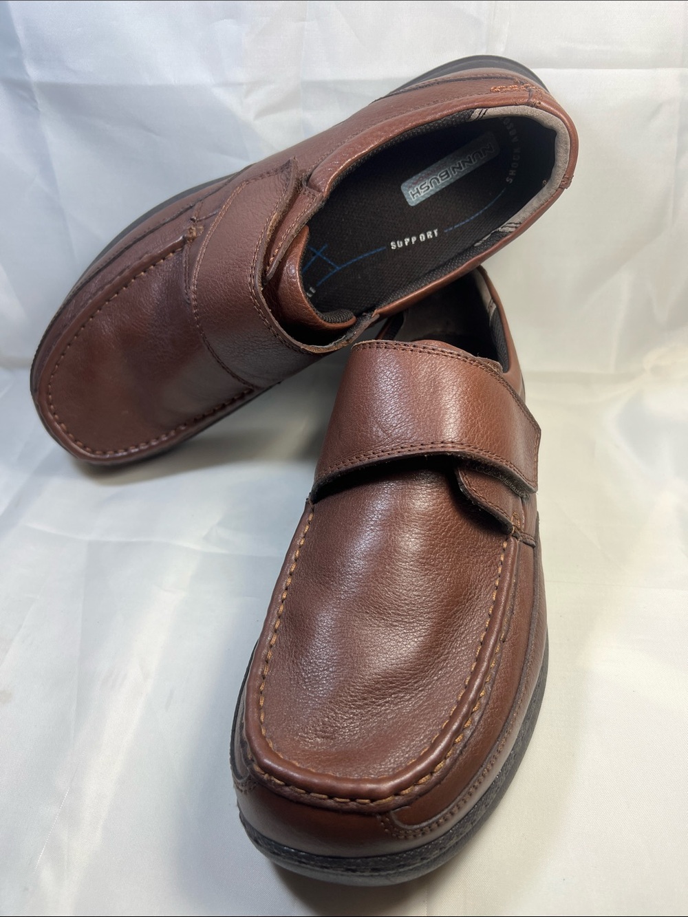 Nunn Bush Brown Leather Slip-On Moc Toe Loafers